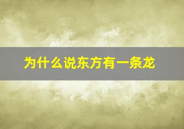 为什么说东方有一条龙