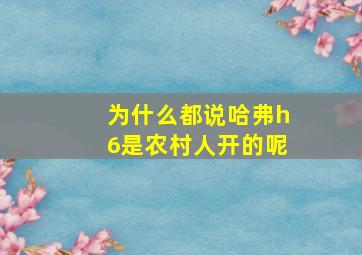 为什么都说哈弗h6是农村人开的呢