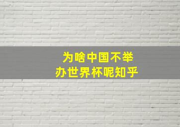 为啥中国不举办世界杯呢知乎