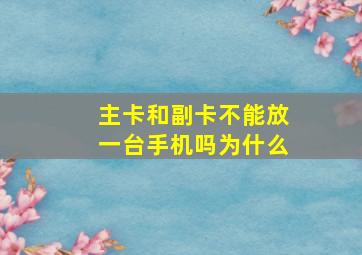 主卡和副卡不能放一台手机吗为什么