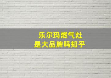 乐尔玛燃气灶是大品牌吗知乎