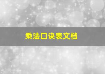 乘法口诀表文档