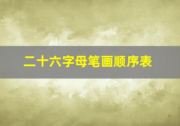 二十六字母笔画顺序表