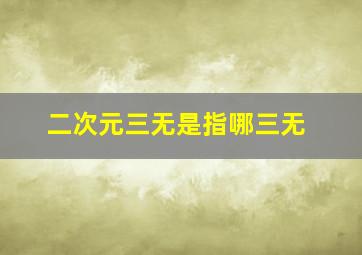 二次元三无是指哪三无