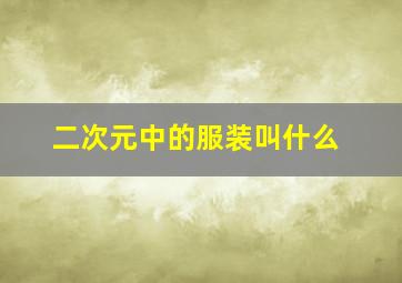 二次元中的服装叫什么