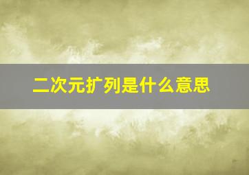 二次元扩列是什么意思