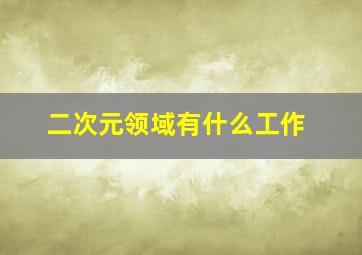 二次元领域有什么工作