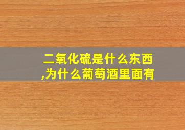 二氧化硫是什么东西,为什么葡萄酒里面有