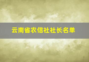 云南省农信社社长名单