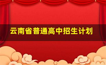 云南省普通高中招生计划