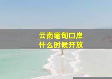 云南缅甸口岸什么时候开放