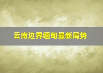 云南边界缅甸最新局势