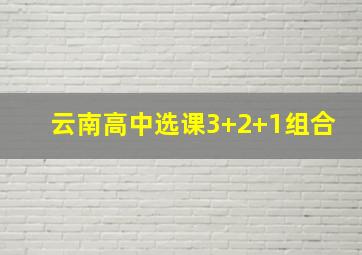 云南高中选课3+2+1组合