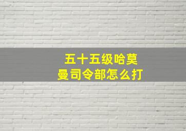 五十五级哈莫曼司令部怎么打