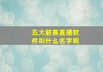 五大联赛直播软件叫什么名字啊