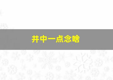 井中一点念啥