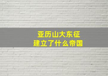 亚历山大东征建立了什么帝国