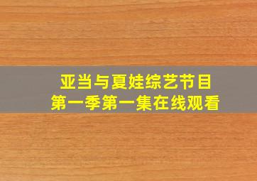 亚当与夏娃综艺节目第一季第一集在线观看