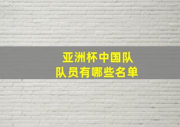 亚洲杯中国队队员有哪些名单