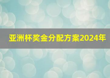 亚洲杯奖金分配方案2024年