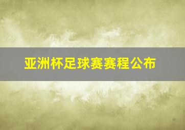 亚洲杯足球赛赛程公布