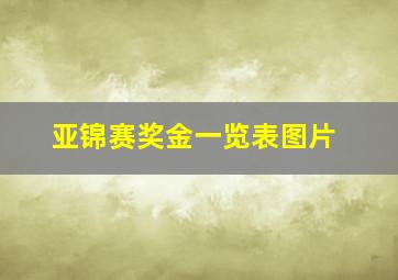 亚锦赛奖金一览表图片