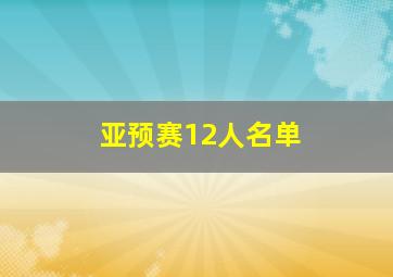 亚预赛12人名单