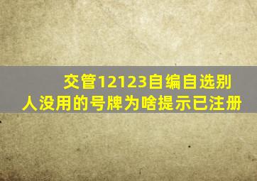 交管12123自编自选别人没用的号牌为啥提示已注册