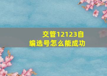 交管12123自编选号怎么能成功