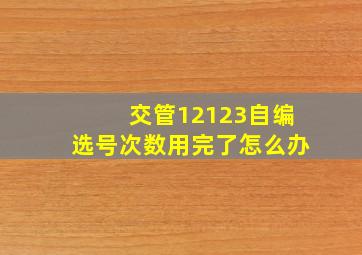 交管12123自编选号次数用完了怎么办