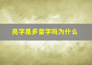 亮字是多音字吗为什么