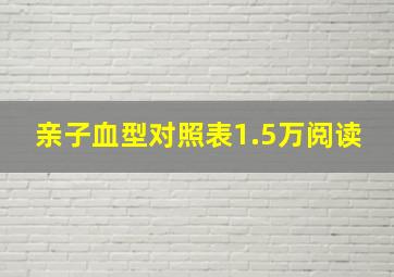 亲子血型对照表1.5万阅读