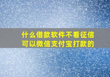 什么借款软件不看征信可以微信支付宝打款的