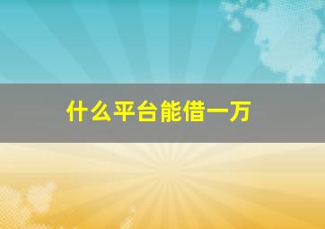 什么平台能借一万