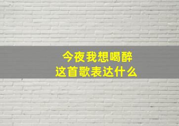 今夜我想喝醉这首歌表达什么