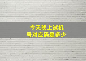 今天晚上试机号对应码是多少