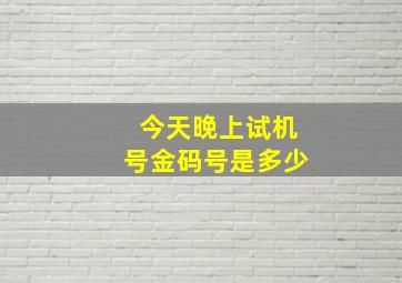 今天晚上试机号金码号是多少