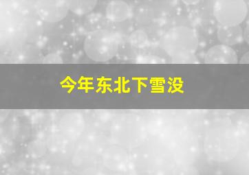 今年东北下雪没