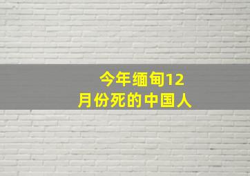 今年缅甸12月份死的中国人