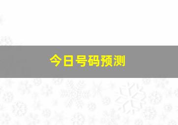 今日号码预测