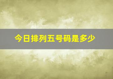 今日排列五号码是多少