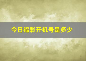 今日福彩开机号是多少