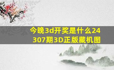 今晚3d开奖是什么24307期3D正版藏机图