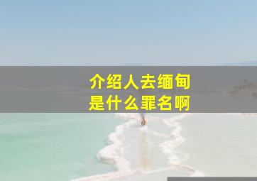 介绍人去缅甸是什么罪名啊