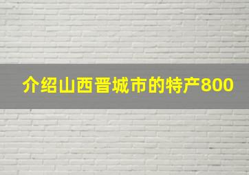 介绍山西晋城市的特产800