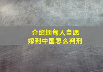 介绍缅甸人自愿嫁到中国怎么判刑