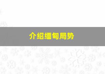 介绍缅甸局势