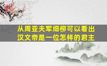 从周亚夫军细柳可以看出汉文帝是一位怎样的君主