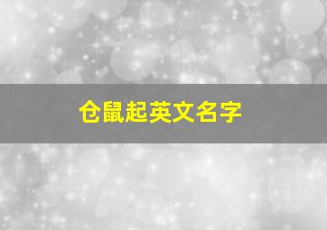 仓鼠起英文名字