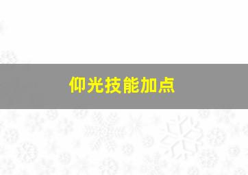 仰光技能加点